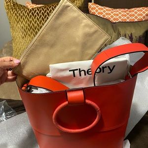 Theory Red Bucket Handbag